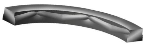 This is an example of a Kalsi-brand rotary seal that is made from a single seal material. The wavy edge of the seal forces lubricant into the dynamic sealing interface during shaft rotation, reducing seal friction, wear, and seal-generated heat.