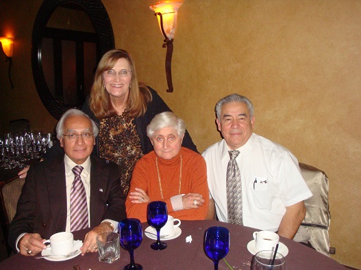 Carla celebrating her 20th year at Kalsi Engineering in 2013, with the company founders Manmohan and Marie-Luise Schubert Kalsi, and Vice President Daniel Alvarez.