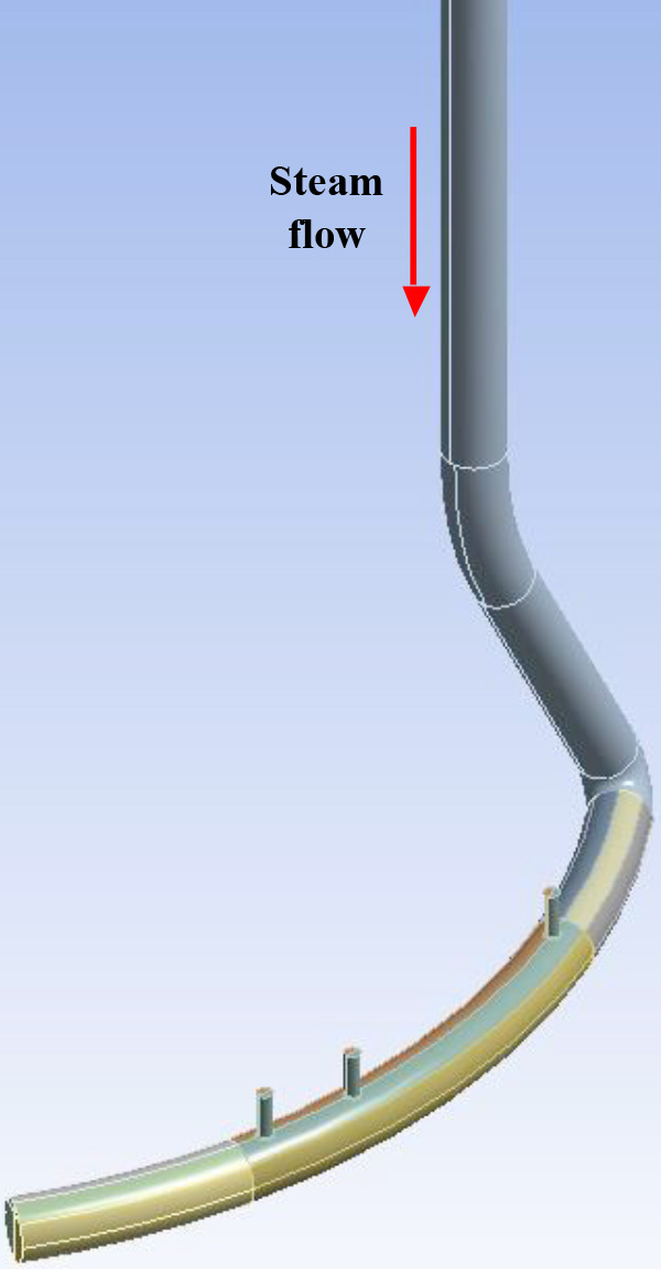 Figure 1: Main-steam line and branch-pipe geometry.