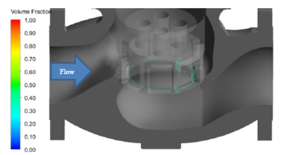 a) Cavitation bubbles forms directly under the disk at the onset of cavitation
