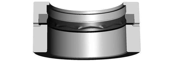 This shows a laterally floating seal housing that was designed for use with a small diameter shaft. The same basic design is applicable to RCDs, and allows the RCD seal to operate with a relatively small extrusion gap clearance. The housing is hydraulically force balanced in the axial direction, which allows it to follow lateral shaft motion while avoiding mandrel contact at the extrusion gap.