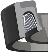 Cross-section of a KLS spring-loaded lip seal.