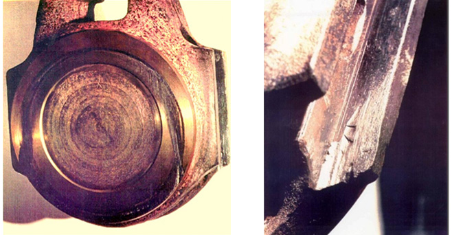 Figure 1 Damage on a) downstream seating faces and gate slot due high flow-induced forces during testing. Damage to the slot b) occurred while the gate was tipped on the rail. Damage to the gate seat face initially occurred due to edge-on-edge scissoring action between the gate and seat inner diameter. Additional damage to the gate seat face occurred after it transitioned to flat-on-flat contact [5].